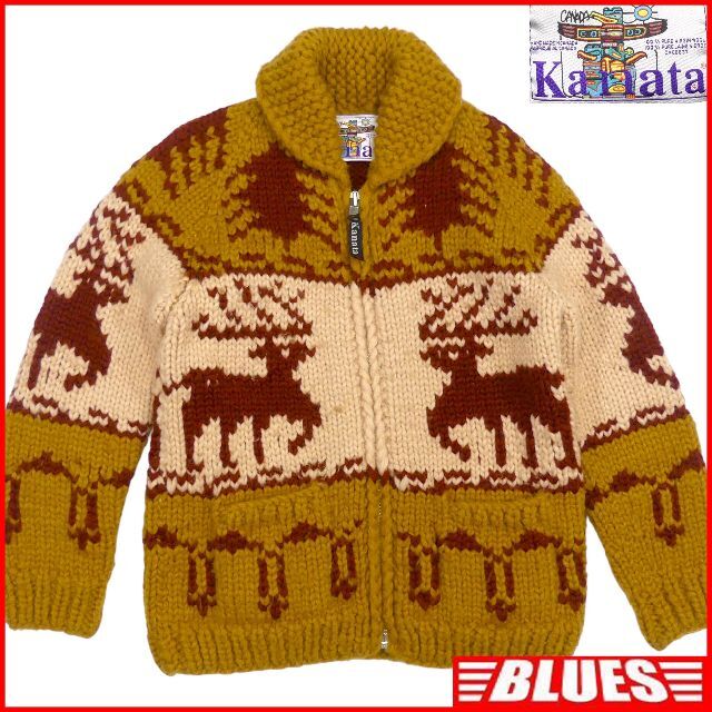 カウチン セーター kanata ニット L カナダ製 カナタ 茶 JJ344-