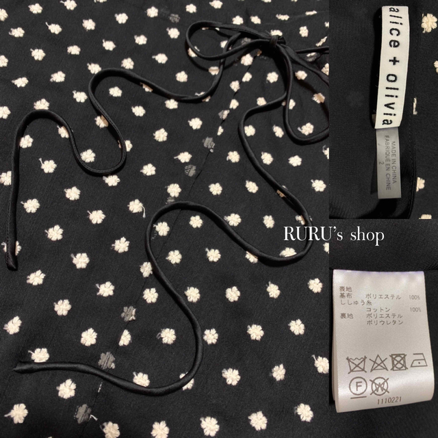新品 alice+olivia フローラル刺繍 シフォン ラップワンピースドレス 9