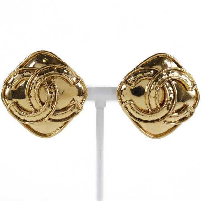 Chanel Earrings Large CC Crystal Camellia Studs, Gold, New in Box WA001