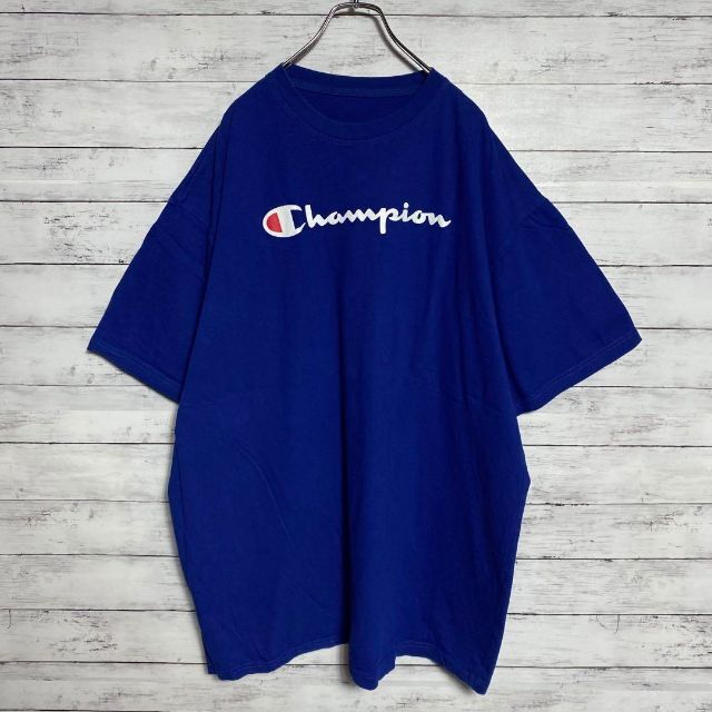 Champion(チャンピオン)の【２XLサイズ】チャンピオン　プリントロゴ　ブルー　Tシャツ メンズのトップス(Tシャツ/カットソー(半袖/袖なし))の商品写真