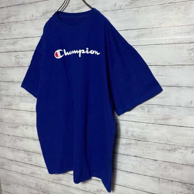 Champion(チャンピオン)の【２XLサイズ】チャンピオン　プリントロゴ　ブルー　Tシャツ メンズのトップス(Tシャツ/カットソー(半袖/袖なし))の商品写真