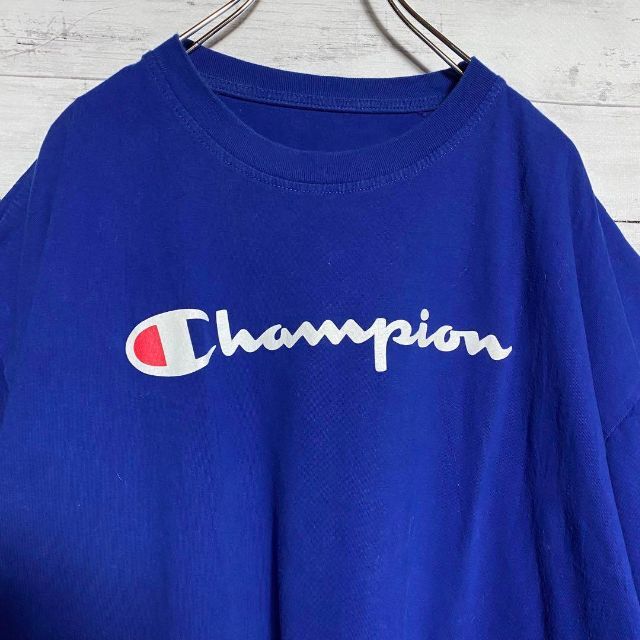 Champion(チャンピオン)の【２XLサイズ】チャンピオン　プリントロゴ　ブルー　Tシャツ メンズのトップス(Tシャツ/カットソー(半袖/袖なし))の商品写真