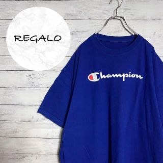 チャンピオン(Champion)の【２XLサイズ】チャンピオン　プリントロゴ　ブルー　Tシャツ(Tシャツ/カットソー(半袖/袖なし))