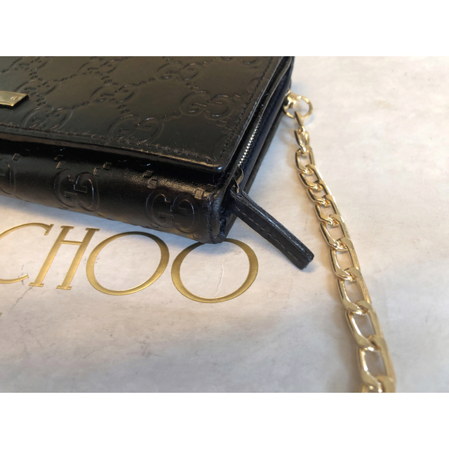 Gucci(グッチ)の【美品】GUCCI グッチ 長財布 チェーンウォレット ブラック レディースのファッション小物(財布)の商品写真