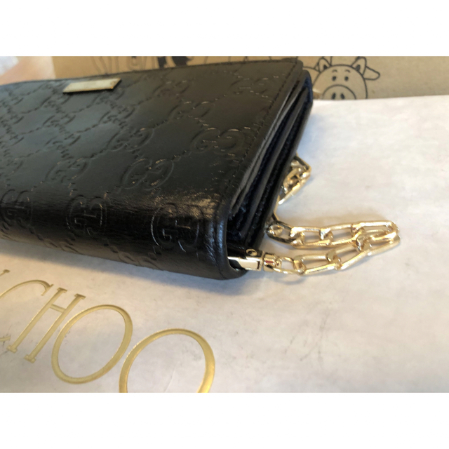 Gucci(グッチ)の【美品】GUCCI グッチ 長財布 チェーンウォレット ブラック レディースのファッション小物(財布)の商品写真