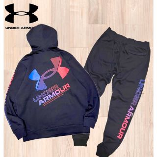 アンダーアーマー(UNDER ARMOUR)のS 新品 アンダーアーマー 上下セット パーカー パンツ 黒(パーカー)