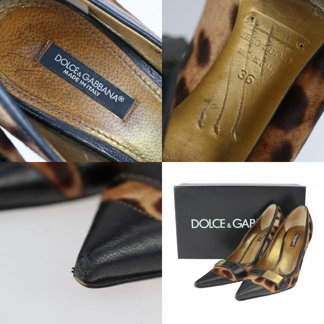 DOLCE \u0026 GABBANA パンプス レオパード　レザー　23