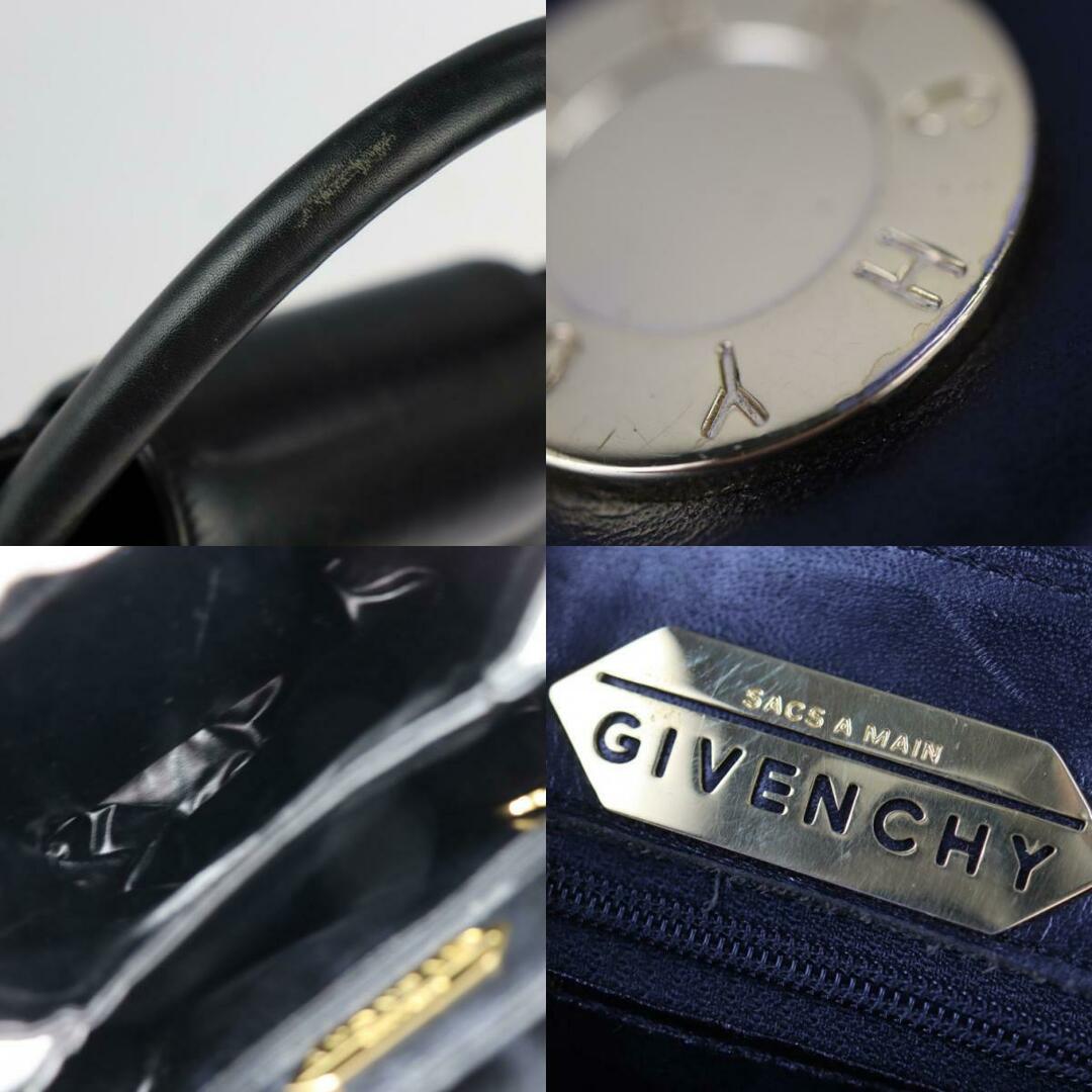 GIVENCHY ジバンシィ   ハンドバッグ  レザー   ブラック ゴールド金具  サークルロゴ ヴィンテージ 【本物保証】