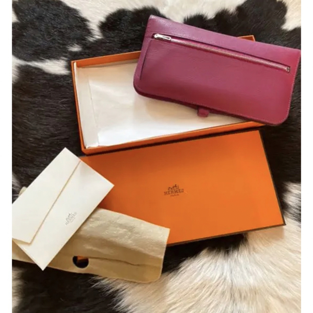 エルメス　ドゴン　ピンク　マゼンダ　財布　シルバー　刻印　A HERMES