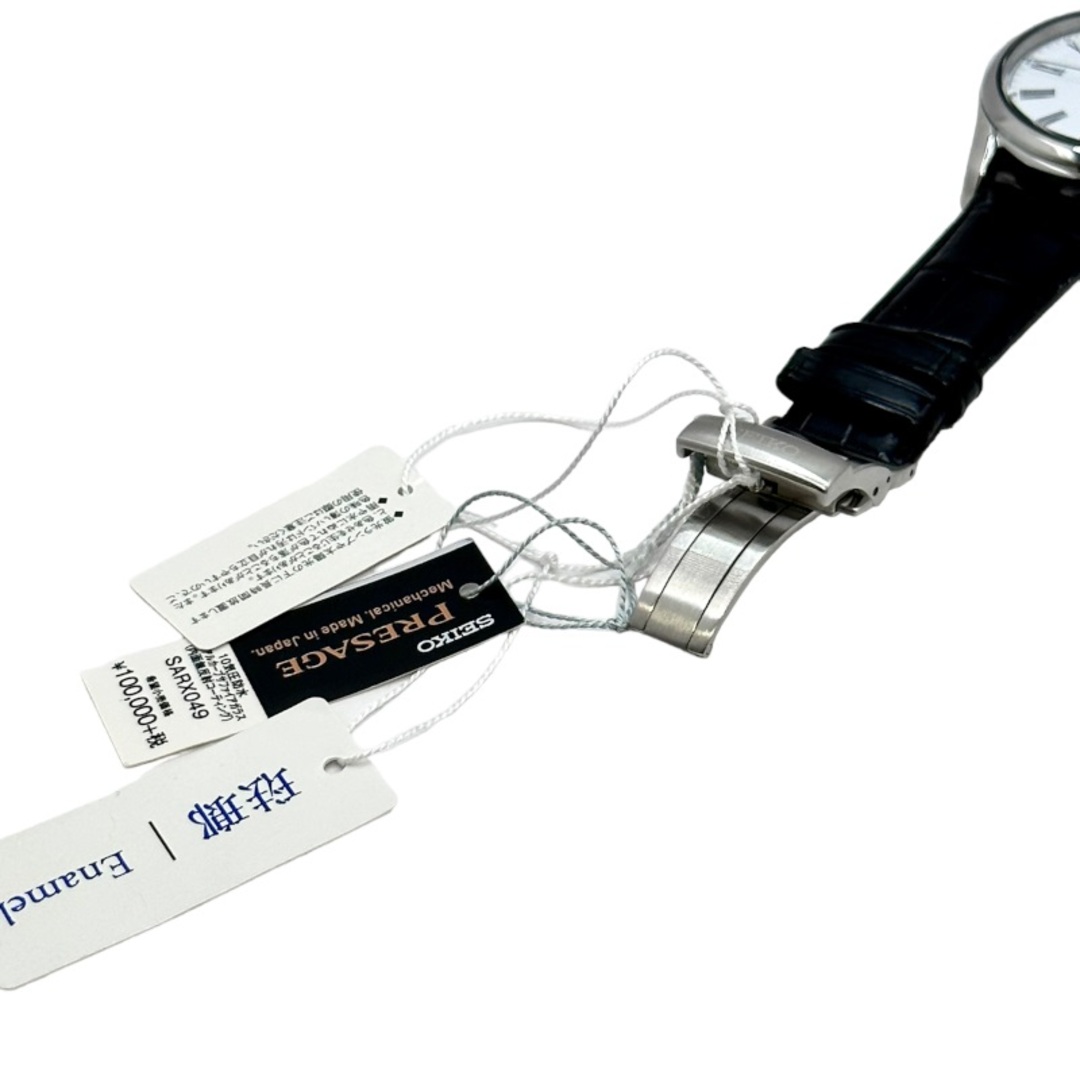セイコー SEIKO プレサージュ ホワイト文字盤 琺瑯ダイヤル 自動巻き（手巻つき）  SARX049 ステンレススチール×レザー 自動巻き メンズ 腕時計