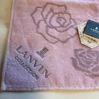 ランバン(LANVIN)のランバン タオルハンカチ(バラ ピンク地) タグ付き 28cm 未使用品(ハンカチ)