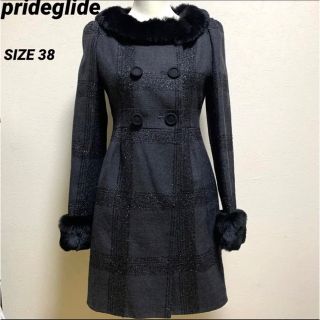 プライドグライド(prideglide)の【良デザイン】prideglide プライドグライド ノーカラー ファー コート(ロングコート)