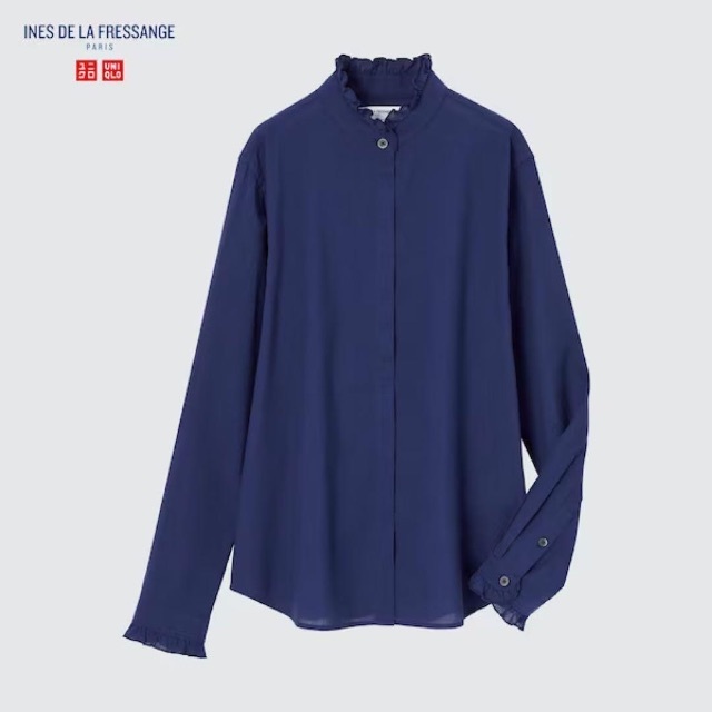 UNIQLO(ユニクロ)のユニクロ◆イネスコットンフリルシャツ新品S レディースのトップス(シャツ/ブラウス(長袖/七分))の商品写真