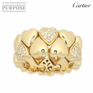 カルティエ(Cartier)のカルティエ Cartier ダブルハート #54 ダイヤ リング K18 YG イエローゴールド 750 指輪 VLP 90188756(リング(指輪))