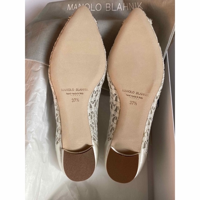 極美品♡MANOLO BLAHNIK　ローヒールパンプス　ハンギシ　パール