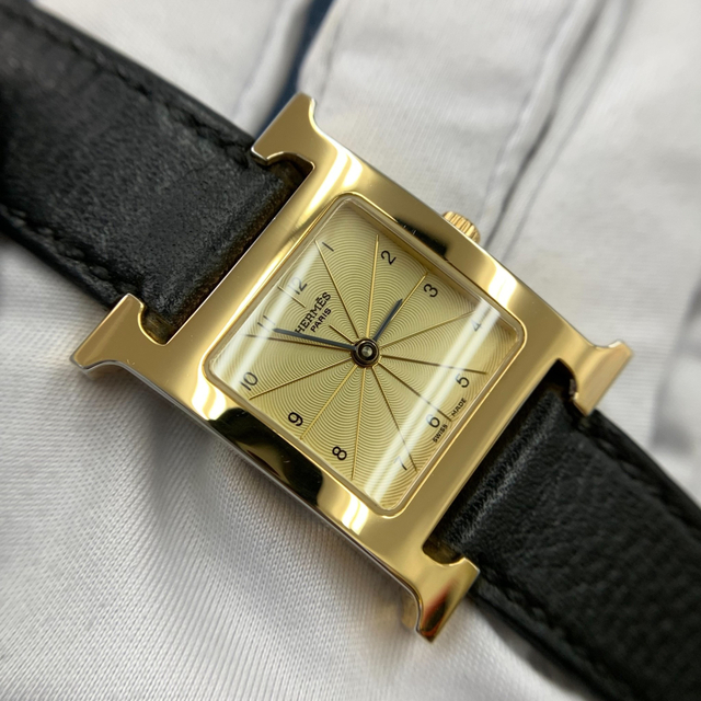 Hermes(エルメス)のエルメス　レディース Hウォッチ HH1.201 クォーツ SS GP レザー  レディースのファッション小物(腕時計)の商品写真