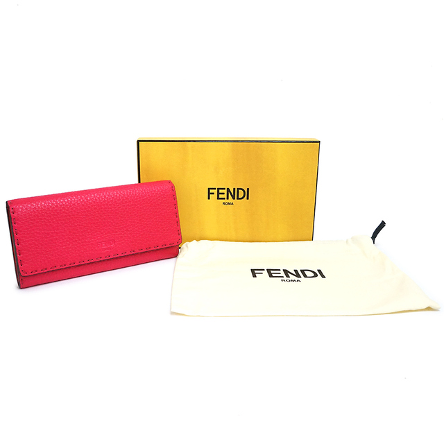 フェンディ FENDI 財布 レディース メンズ ブランド 長財布 セレリア レザー グレージュ ベージュ 8M0384 ステッチ おしゃれ 大人