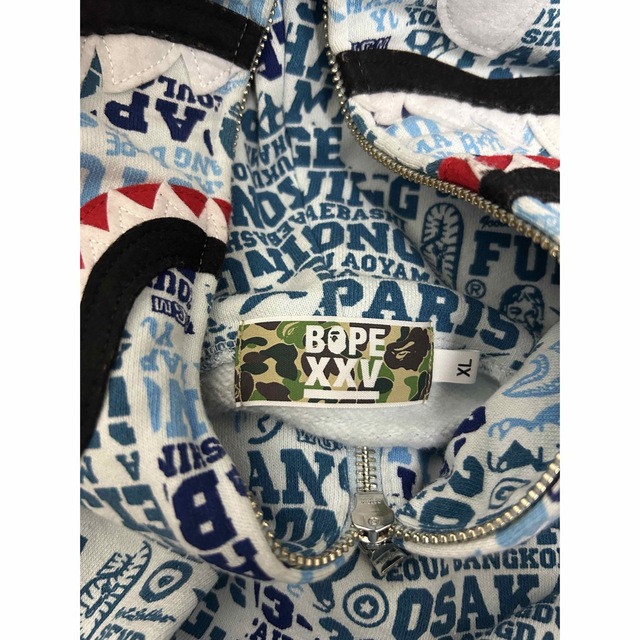 激レアXL！BAPE XXV CITIES CAMO シャーク パーカー 水色