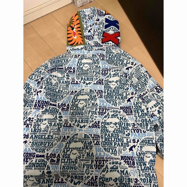 激レアXL！BAPE XXV CITIES CAMO シャーク パーカー 水色