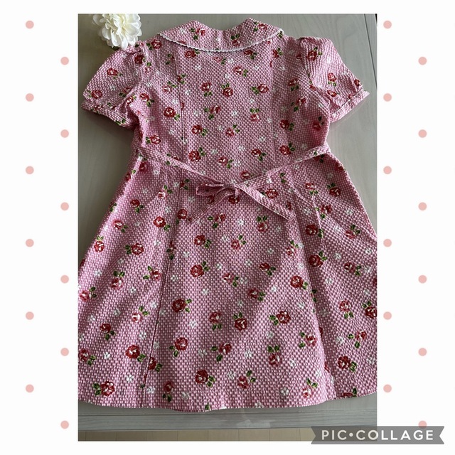 💗✳︎半袖ワンピース・可愛い花柄・ピンク・120サイズ・used キッズ/ベビー/マタニティのキッズ服女の子用(90cm~)(ワンピース)の商品写真