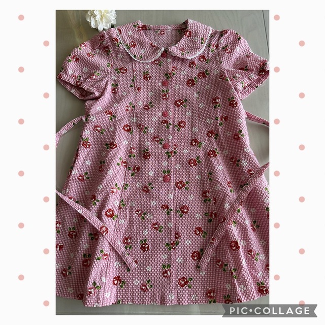 💗✳︎半袖ワンピース・可愛い花柄・ピンク・120サイズ・used キッズ/ベビー/マタニティのキッズ服女の子用(90cm~)(ワンピース)の商品写真