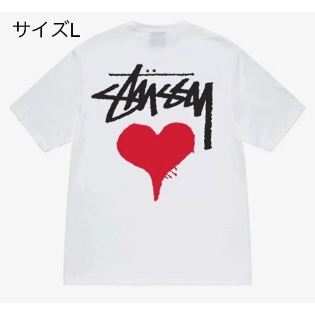 【新品】stussy Tシャツ　サイズL ホワイト　ハート