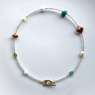 beads necklace＊multicolored stone(ネックレス)