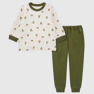 ユニクロ(UNIQLO)のユニクロ ベビー キルトパジャマ くま柄 長袖(パジャマ)