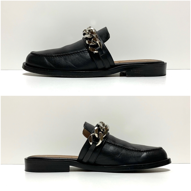 ☆良品 ジバンシー シルバーチェーン レザー ミュール パンプス 黒