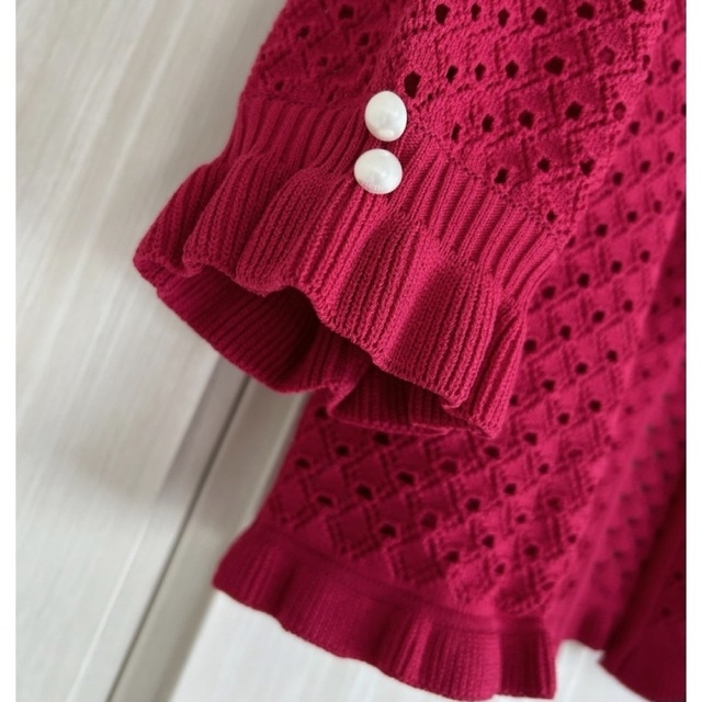 シーリングライト 今期DM掲載品♡極美品 ルネ 透かし編みニットボレロ