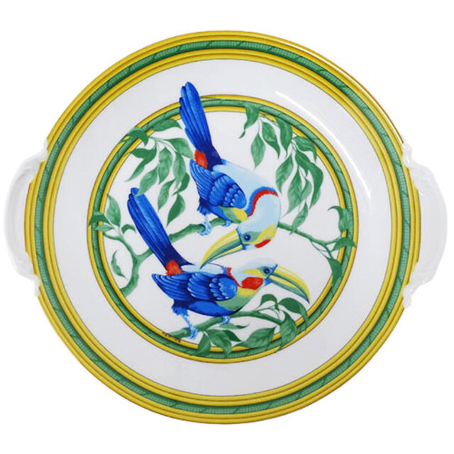 エルメス HERMES 食器 ブランド 大皿 プレート トゥカン Toucans 鳥 バード ホワイト ブルー グリーン 白 青 緑 おしゃれ 大きめ