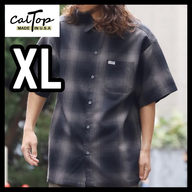 少量入荷❇️CALTOP キャルトップ半袖チェックシャツ ブラック