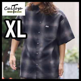 カルトップ(CALTOP)の少量入荷❇️CALTOP キャルトップ半袖チェックシャツ ブラックチャコールXL(シャツ)