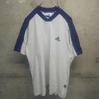 アディダス(adidas)のadidas / アディダス Tシャツ 90ｓ　ロゴ　万国旗タグ　Ｍ　古着　霜降(Tシャツ/カットソー(半袖/袖なし))