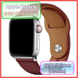 アップルウォッチ バンド レザー 本革 AppleWatch ブラウン m5i(腕時計(デジタル))