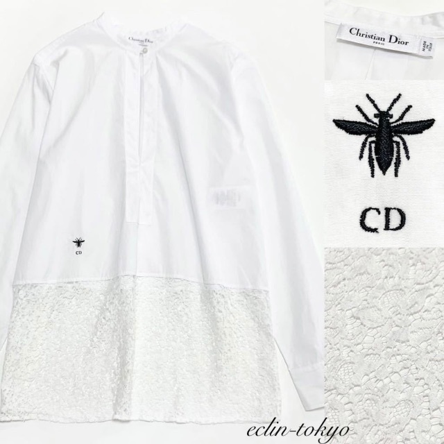 Christian Dior - 新品同様 DIOR 最高級レース 切替 シャツブラウス 白 E3791