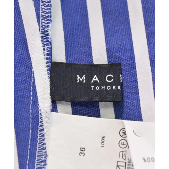 MACPHEE(マカフィー)のMACPHEE マカフィー ブラウス 36(M位) 青x白(ストライプ) 【古着】【中古】 レディースのトップス(シャツ/ブラウス(長袖/七分))の商品写真