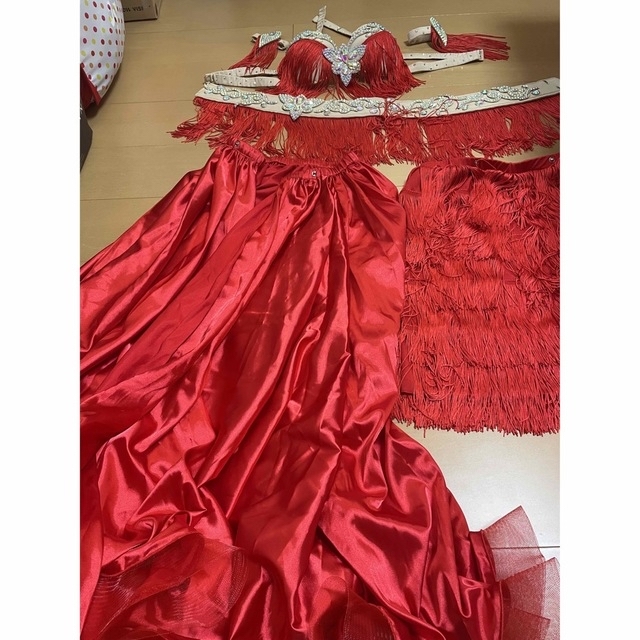 美品　3way  ベリーダンスオリエンタル衣装　赤　Sサイズ