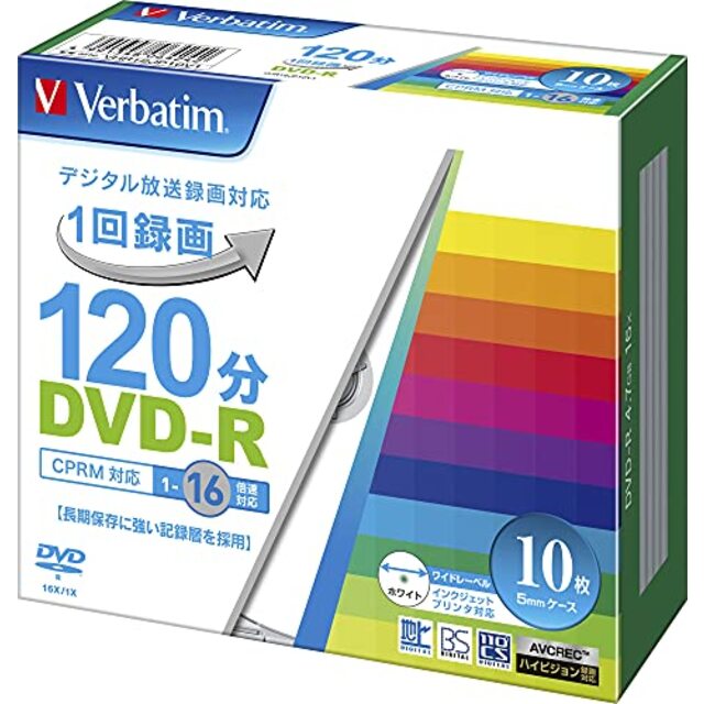 三菱ケミカルメディア Verbatim 1回録画用DVD-R(CPRM) VHR12JP10V1 (片面1層/1-16倍速/10枚) wgteh8f