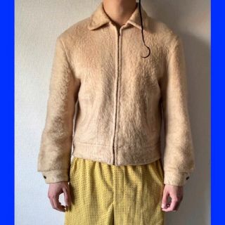 毛足長め vintage 50s フェイクファー キャメルカラー ボアジャケット