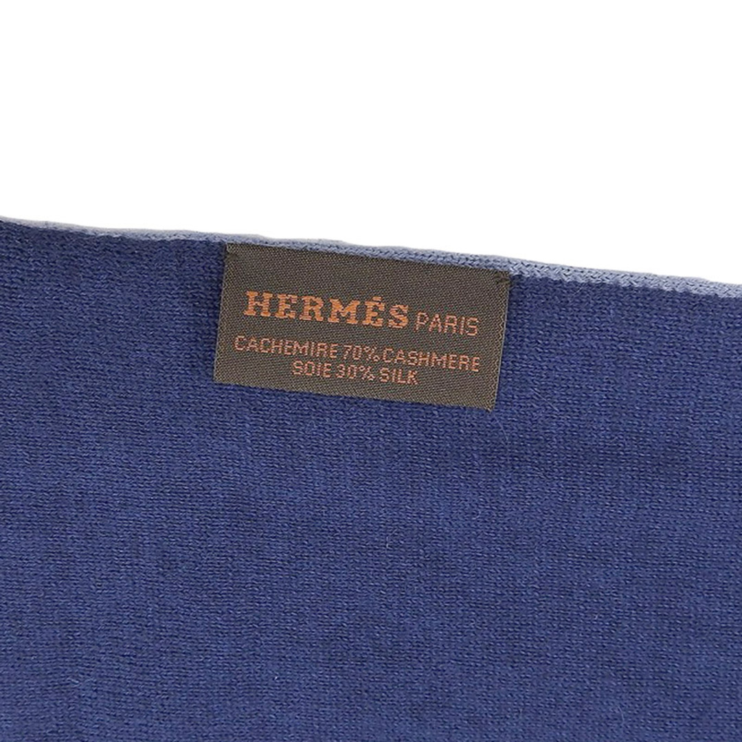 Hermes(エルメス)のエルメス HERMES ストール マフラー スカーフ カシミヤ/シルク ネイビー レディースのファッション小物(マフラー/ショール)の商品写真
