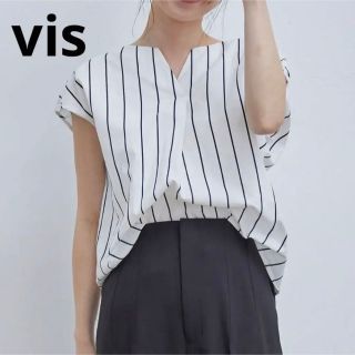 ヴィス(ViS)のvis バックリボン開きブラウス　トップス　Tシャツ(シャツ/ブラウス(半袖/袖なし))