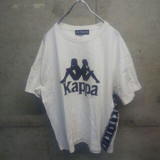 カッパ(Kappa)のkappa / カッパ ロゴ ラインテープ Tシャツ M 白×黒(Tシャツ/カットソー(半袖/袖なし))