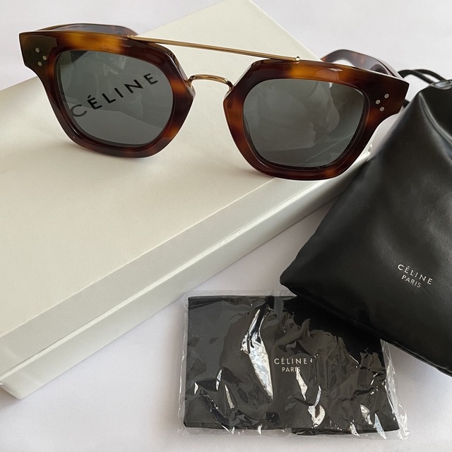 希少 CELINE セリーヌ フィービー期 ダブルブリッジサングラス タートルズ-