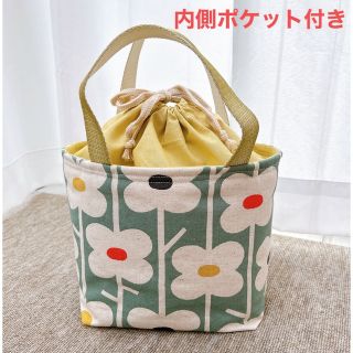 ポケット付き　保冷巾着ランチバック　花柄　送料込(弁当用品)