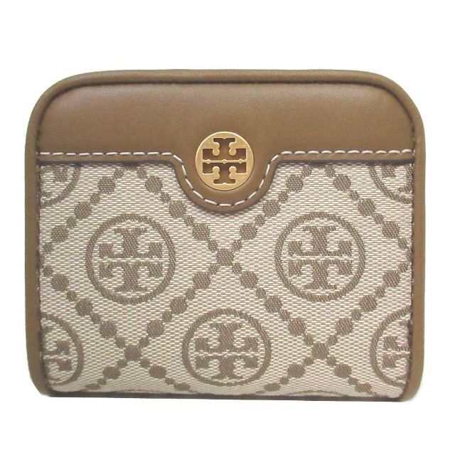 【新品】トリーバーチ 財布 二つ折り財布(小銭入れあり) TORY BURCH Tモノグラム ジャカート ミニ ウォレット 134532 0522 371(HAZELNUT：ヘーゼルナッツ) レディース