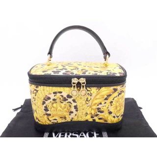 ジャンニヴェルサーチ(Gianni Versace)のジャンニ ヴェルサーチ Gianni Versace ハンドバッグ バニティバッグ レオパード PVC/レザー ベージュｘゴールドｘブラック 送料無料【中古】 e54041f(ハンドバッグ)