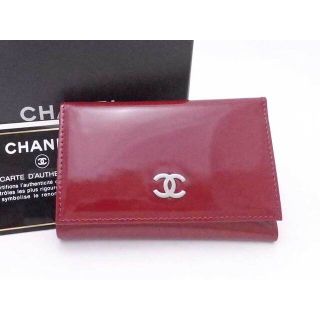 シャネル(CHANEL)のシャネル CHANEL キーケース ココマーク パテントレザー/メタル ダークレッドｘシルバー レディース 送料無料【中古】 e54057f(キーケース/名刺入れ)