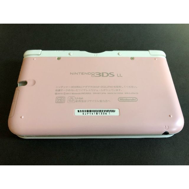 ニンテンドー3DS(ニンテンドー3DS)の【最終値下】任天堂3DSLL　ピンク×ホワイト　中古　タッチペンなし　 エンタメ/ホビーのゲームソフト/ゲーム機本体(家庭用ゲーム機本体)の商品写真