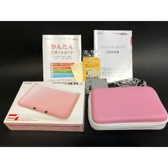 ニンテンドー3DS(ニンテンドー3DS)の【最終値下】任天堂3DSLL　ピンク×ホワイト　中古　タッチペンなし　 エンタメ/ホビーのゲームソフト/ゲーム機本体(家庭用ゲーム機本体)の商品写真